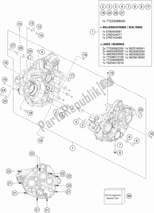 Tutte le parti per il Cassa Del Motore del KTM 350 Exc-f 2017