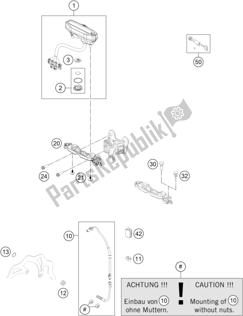 Todas as partes de Instrumentos / Sistema De Bloqueio do KTM 350 Exc-f 2017