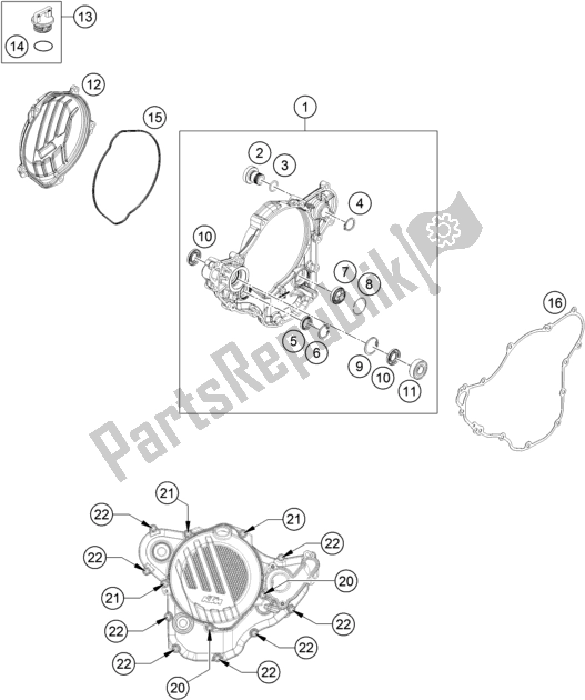 Toutes les pièces pour le Couvercle D'embrayage du KTM 350 Exc-f 2018