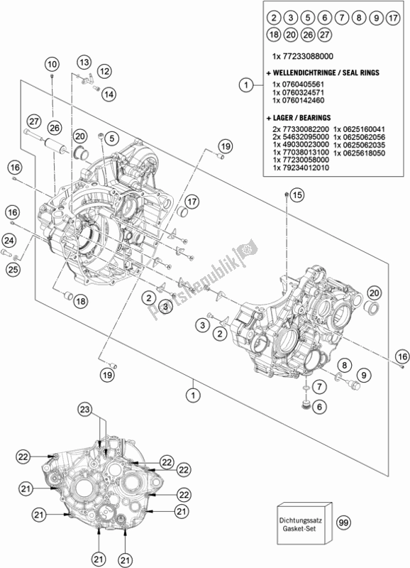 Alle onderdelen voor de Motorhuis van de KTM 350 Exc-f 2018