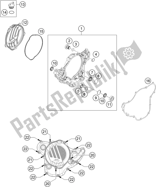 All parts for the Clutch Cover of the KTM 350 Exc-f 2019