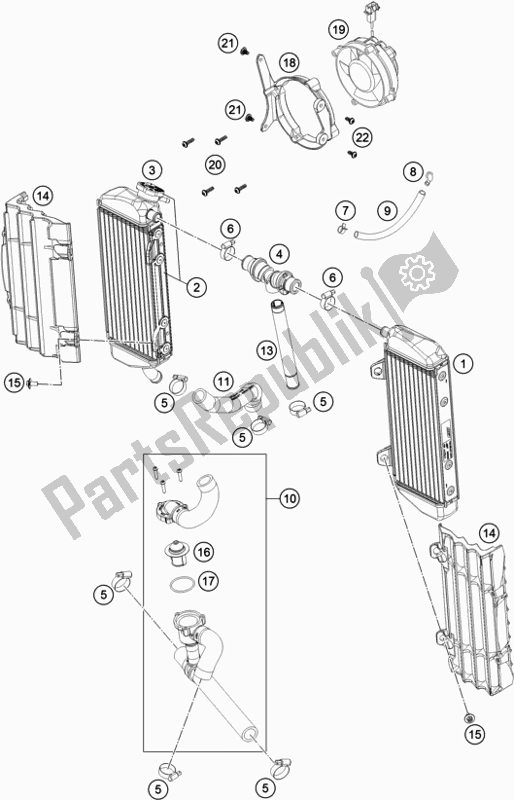 All parts for the Cooling System of the KTM 350 Exc-f 2019