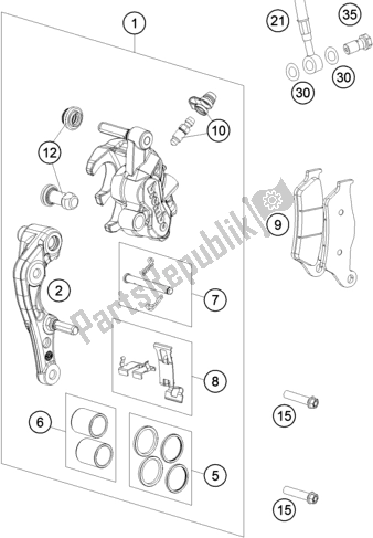 All parts for the Front Brake Caliper of the KTM 350 Exc-f 2019