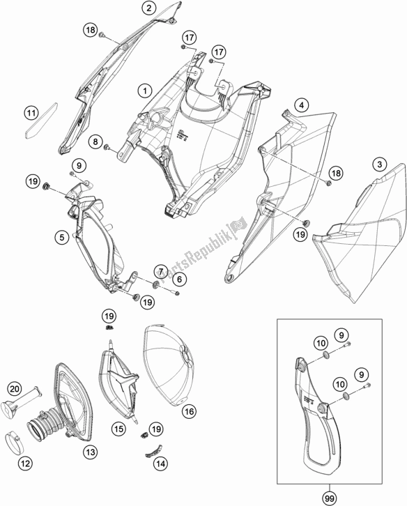 Alle onderdelen voor de Luchtfilter van de KTM 350 Exc-f EU 2017