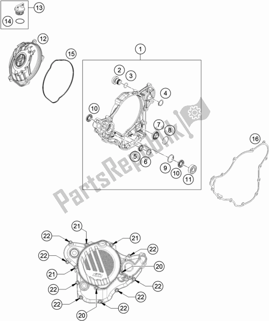 All parts for the Clutch Cover of the KTM 350 Exc-f EU 2017