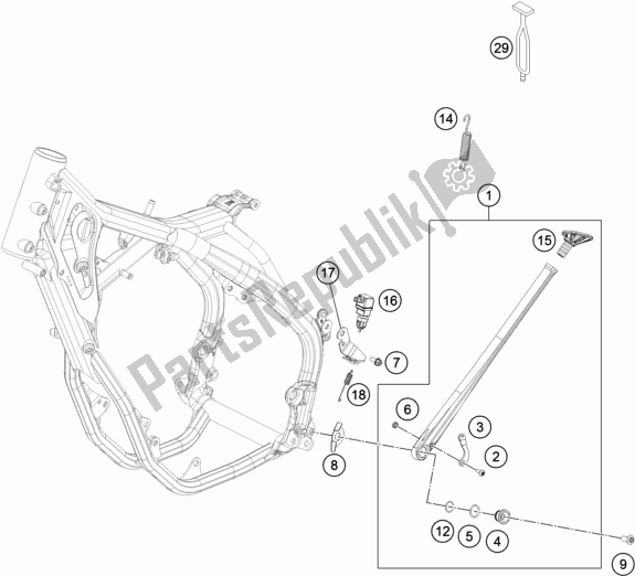 All parts for the Side / Center Stand of the KTM 350 Exc-f EU 2017