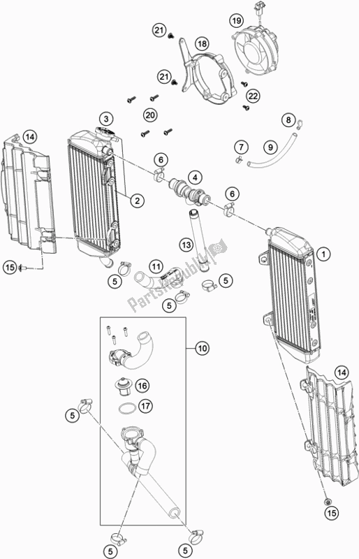 All parts for the Cooling System of the KTM 350 Exc-f EU 2018