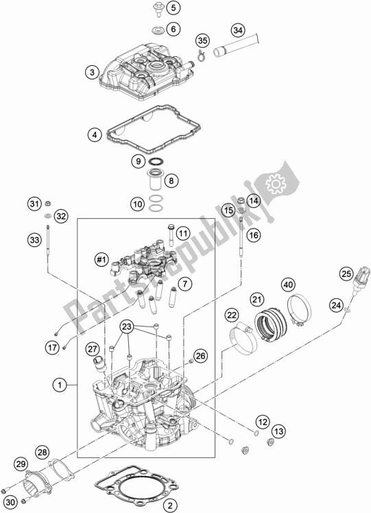 Alle onderdelen voor de Cilinderkop van de KTM 350 Exc-f EU 2018