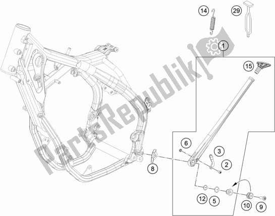 All parts for the Side / Center Stand of the KTM 350 Exc-f EU 2018