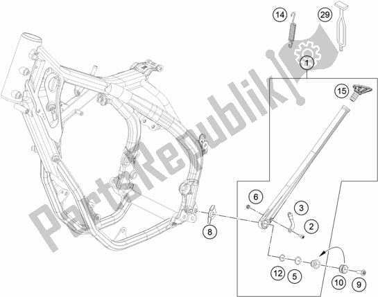 All parts for the Side / Center Stand of the KTM 350 Exc-f EU 2019