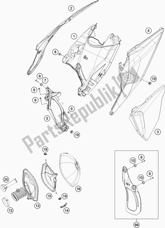 Todas las partes para Filtro De Aire de KTM 350 Exc-f EU 2020