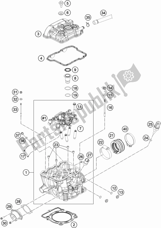 All parts for the Cylinder Head of the KTM 350 Exc-f EU 2020