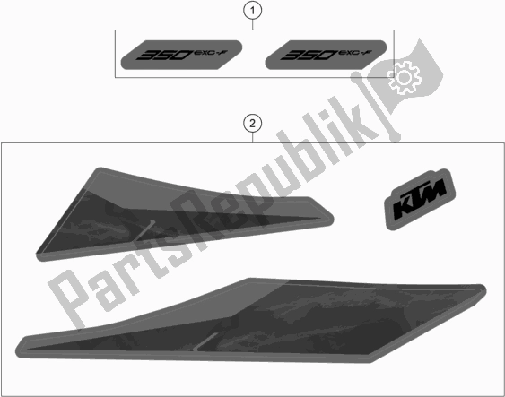 All parts for the Decal of the KTM 350 Exc-f EU 2020