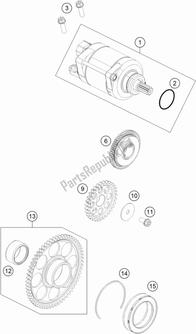 All parts for the Electric Starter of the KTM 350 Exc-f EU 2020