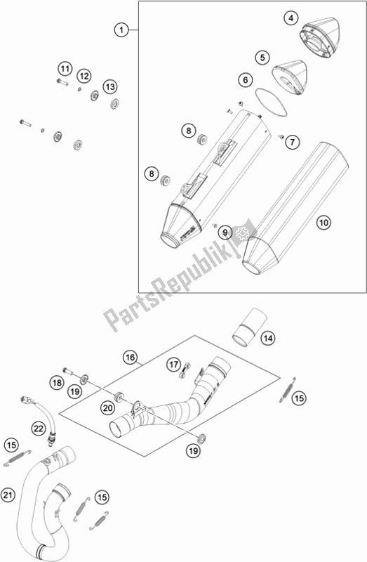 All parts for the Exhaust System of the KTM 350 Exc-f EU 2020