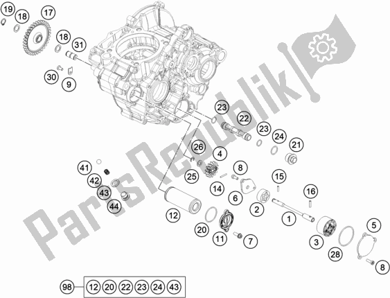 All parts for the Lubricating System of the KTM 350 Exc-f EU 2020