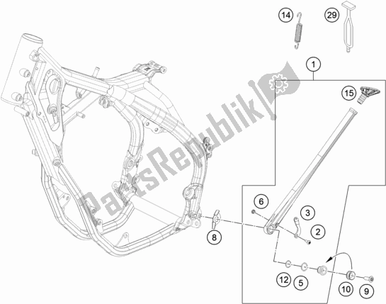 All parts for the Side / Center Stand of the KTM 350 Exc-f EU 2020