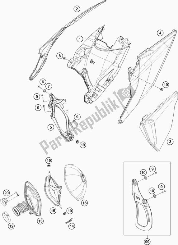 Todas las partes para Filtro De Aire de KTM 350 Exc-f EU 2021