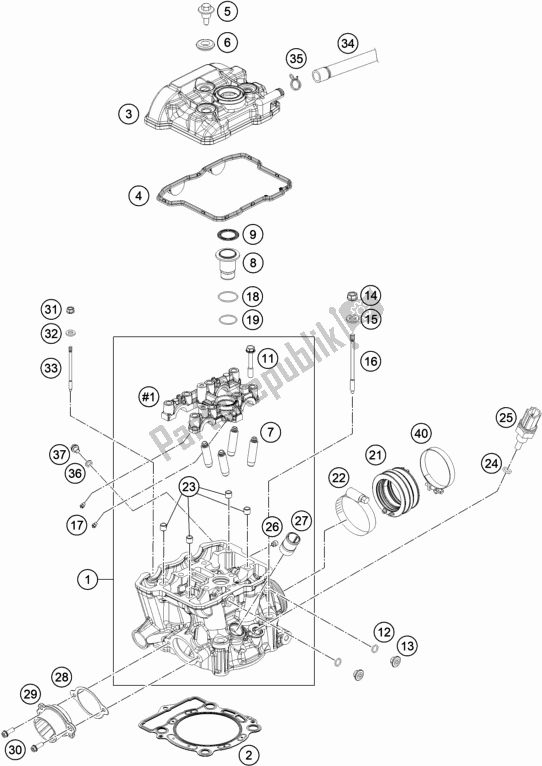 Alle onderdelen voor de Cilinderkop van de KTM 350 Exc-f EU 2021