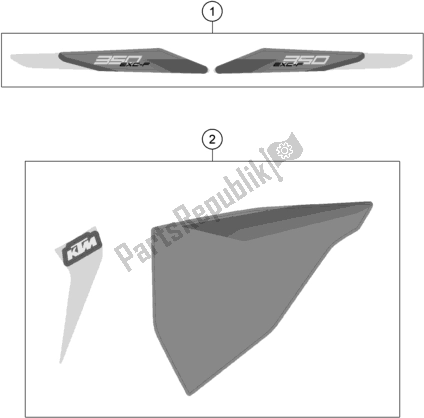 All parts for the Decal of the KTM 350 Exc-f EU 2021