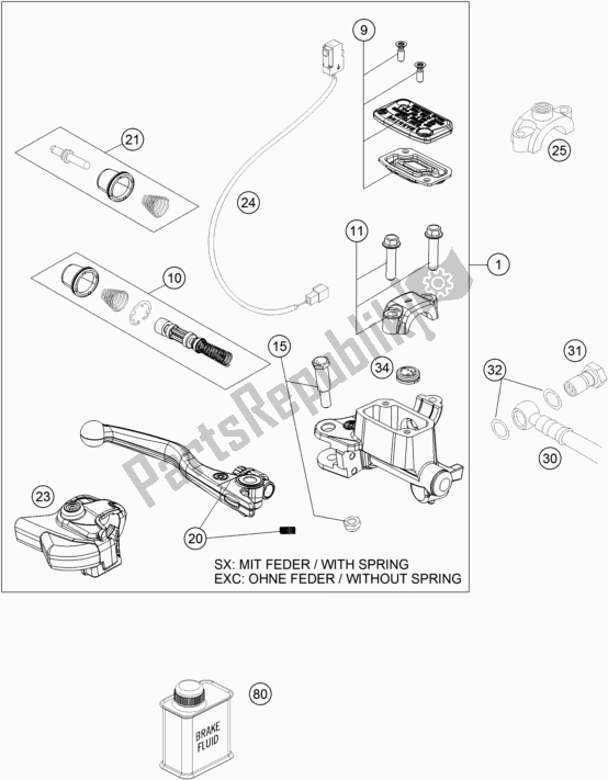 Alle onderdelen voor de Front Brake Control van de KTM 350 Exc-f EU 2021