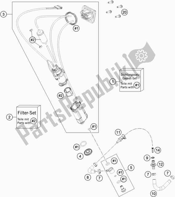 All parts for the Fuel Pump of the KTM 350 Exc-f EU 2021