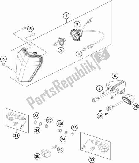 Todas las partes para Sistema De Iluminación de KTM 350 Exc-f EU 2021