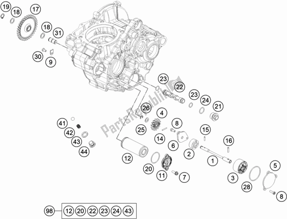 All parts for the Lubricating System of the KTM 350 Exc-f EU 2021