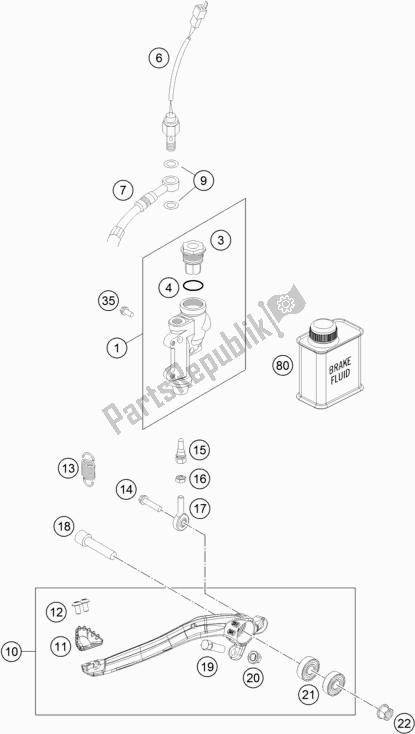 Todas las partes para Control De Freno Trasero de KTM 350 Exc-f EU 2021