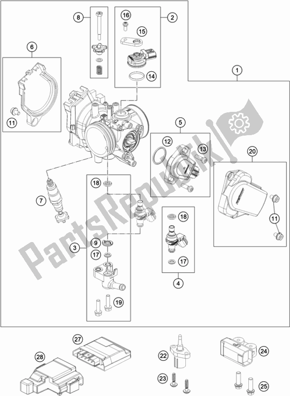 Tutte le parti per il Corpo Farfallato del KTM 350 Exc-f EU 2021