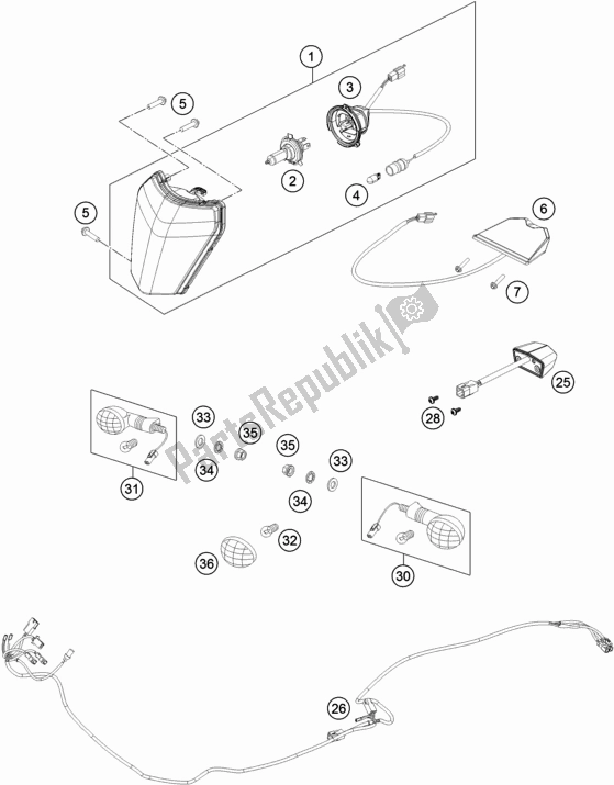 All parts for the Lighting System of the KTM 350 Exc-f SIX Days EU 2017