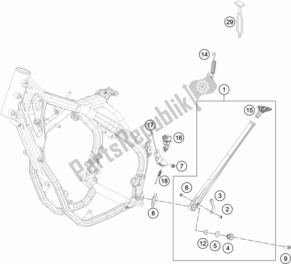 Todas las partes para Soporte Lateral / Central de KTM 350 Exc-f SIX Days EU 2017