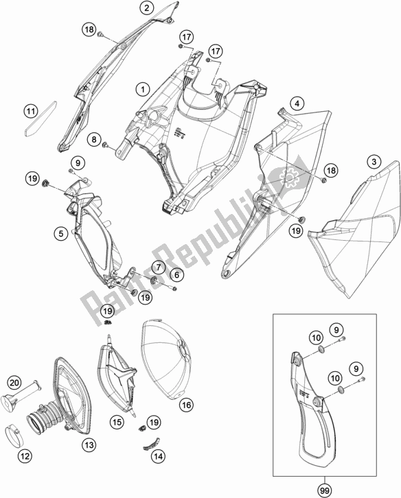 Wszystkie części do Filtr Powietrza KTM 350 Exc-f SIX Days EU 2018