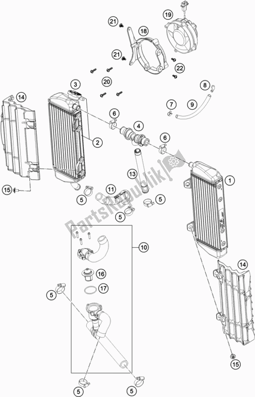 All parts for the Cooling System of the KTM 350 Exc-f SIX Days EU 2018