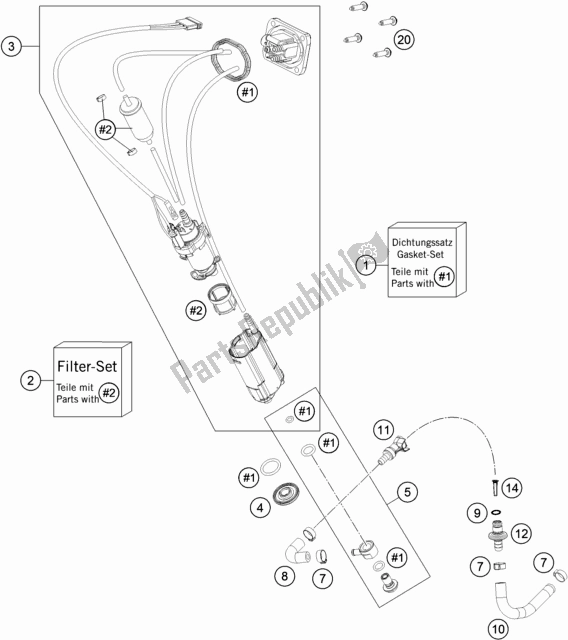 All parts for the Fuel Pump of the KTM 350 Exc-f SIX Days EU 2018