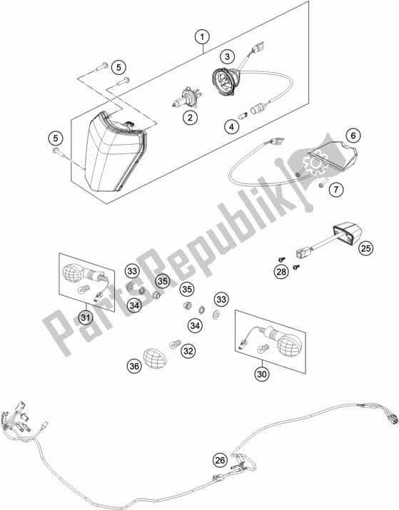 All parts for the Lighting System of the KTM 350 Exc-f SIX Days EU 2018