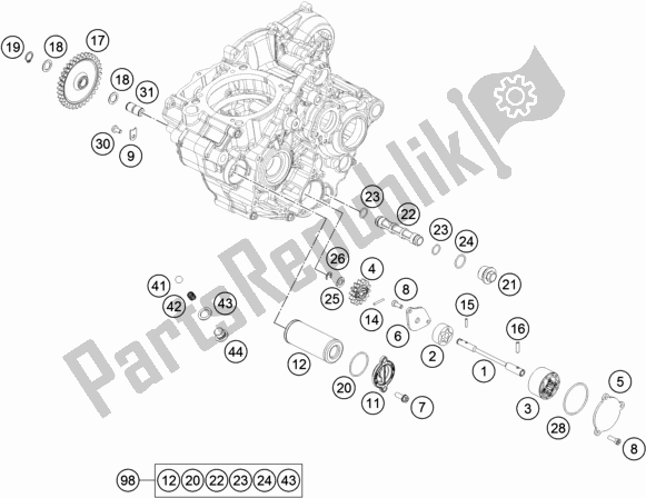 All parts for the Lubricating System of the KTM 350 Exc-f SIX Days EU 2018