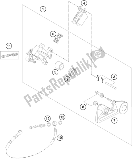 All parts for the Rear Brake Caliper of the KTM 350 Exc-f SIX Days EU 2018