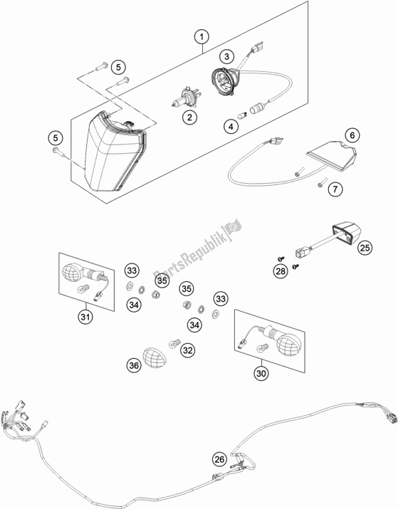 All parts for the Lighting System of the KTM 350 Exc-f SIX Days EU 2019