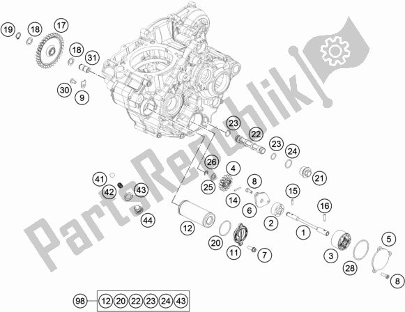 All parts for the Lubricating System of the KTM 350 Exc-f SIX Days EU 2019