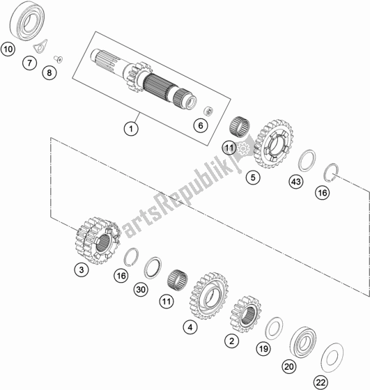 Toutes les pièces pour le Transmission I - Arbre Principal du KTM 350 Exc-f SIX Days EU 2019