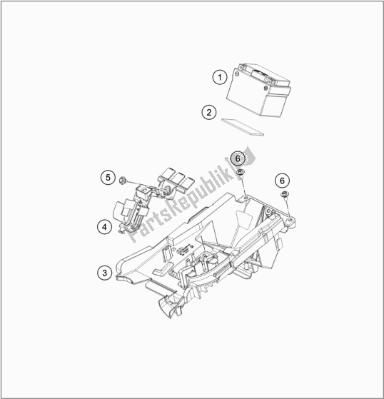 All parts for the Battery of the KTM 350 Exc-f SIX Days EU 2020