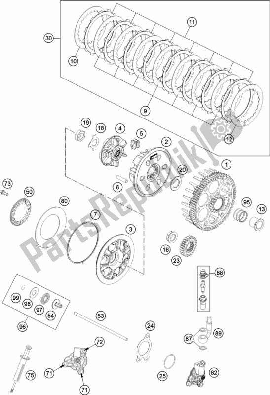 All parts for the Clutch of the KTM 350 Exc-f SIX Days EU 2020