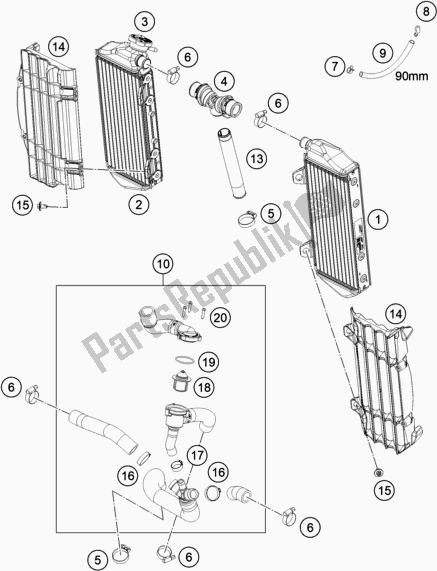 All parts for the Cooling System of the KTM 350 Exc-f SIX Days EU 2020