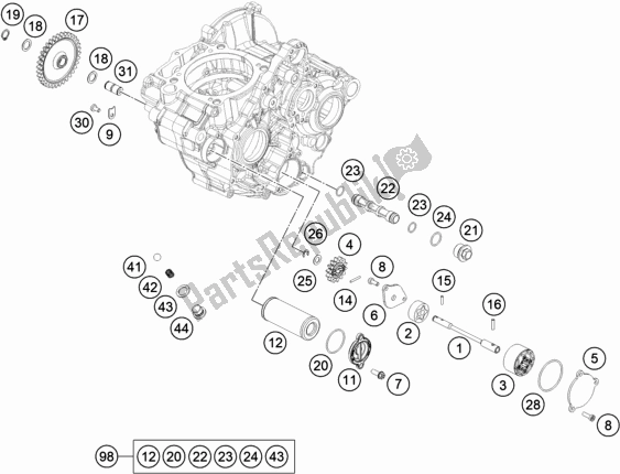 All parts for the Lubricating System of the KTM 350 Exc-f SIX Days EU 2020