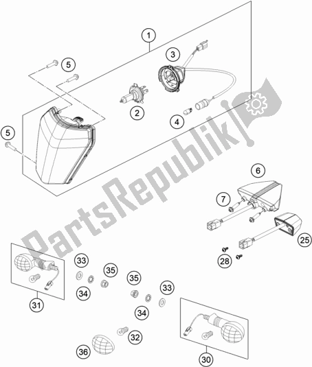 All parts for the Lighting System of the KTM 350 Exc-f SIX Days EU 2021