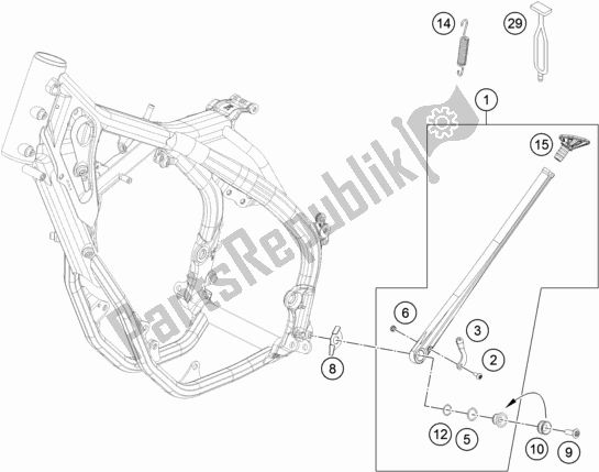 All parts for the Side / Center Stand of the KTM 350 Exc-f SIX Days EU 2021