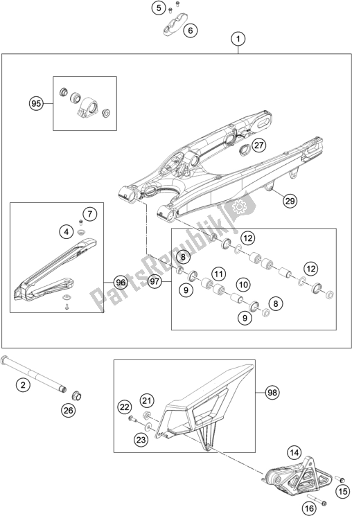 Todas las partes para Brazo Oscilante de KTM 350 Exc-f SIX Days EU 2021