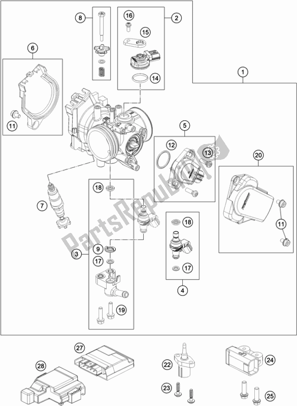 Todas las partes para Cuerpo Del Acelerador de KTM 350 Exc-f SIX Days EU 2021