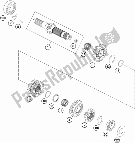 All parts for the Transmission I - Main Shaft of the KTM 350 Exc-f SIX Days EU 2021